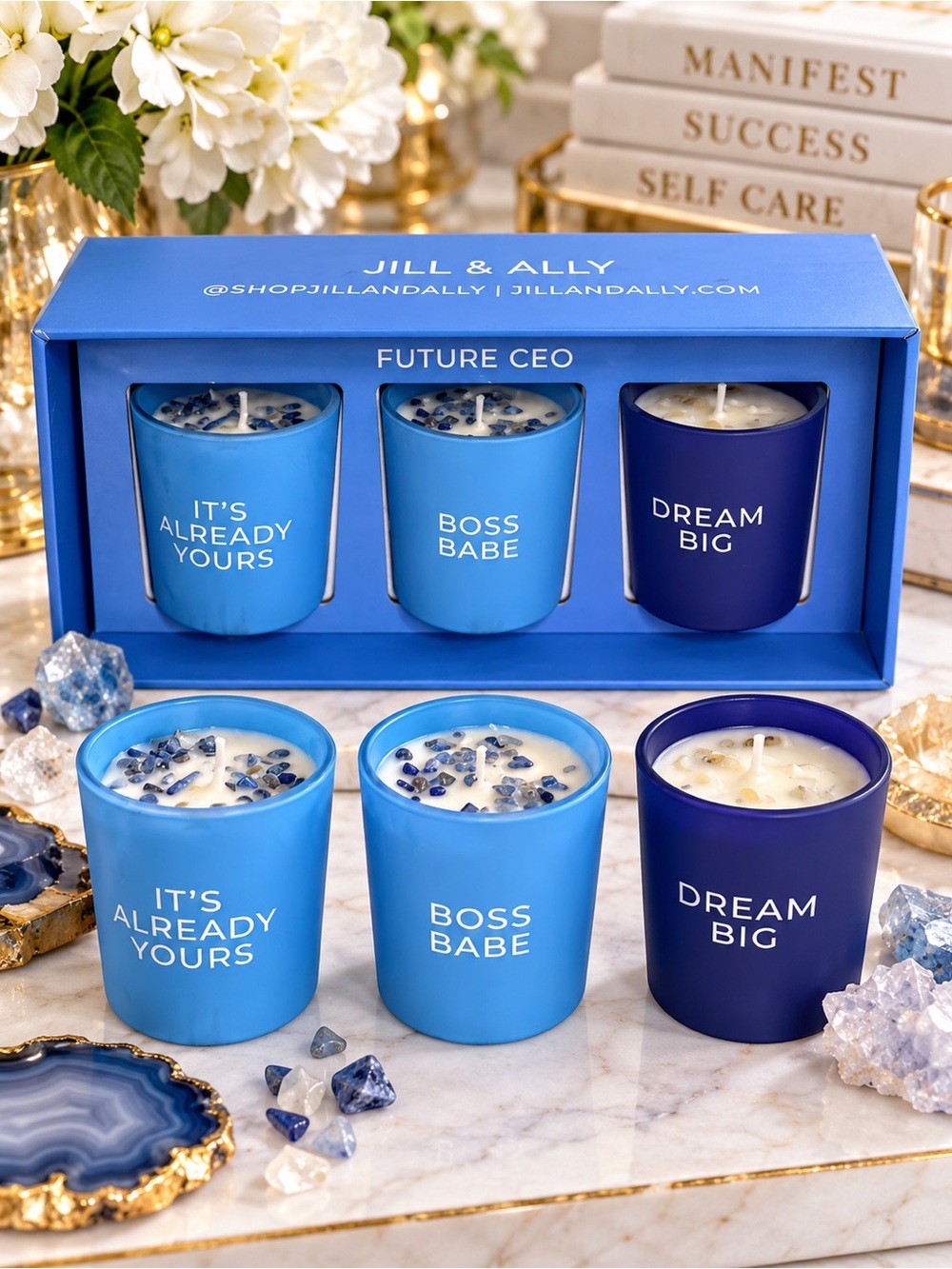 Jill & Ally Future CEO Crystal Manifestation Votive Candle Trio Gift Set